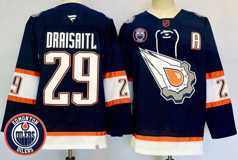 Men Edmonton Oilers 29 Draisaitl Drak Blue Fanatics 2025 NHL Jersey style 1